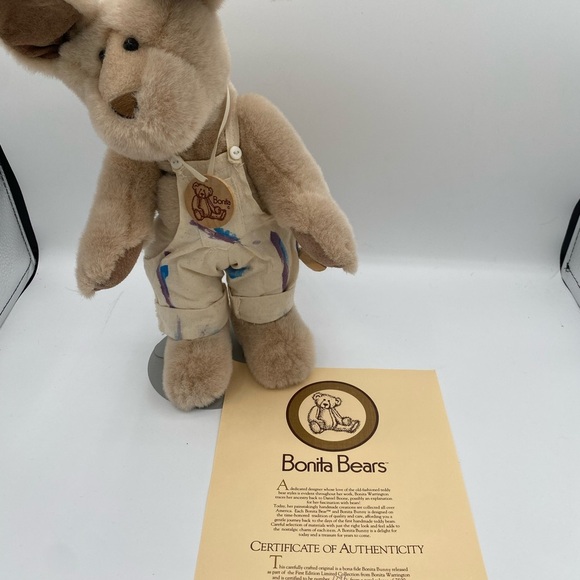 Vtg Bonita Bears Bunny With Paintbrush Wood Box- cert of authenticity- 1st ed - Picture 5 of 7